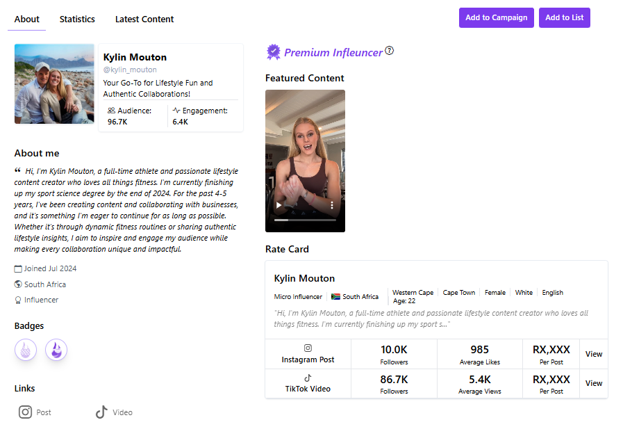 Lit influencer campaign management dashboard showing applications, approvals, content submissions, and campaign status